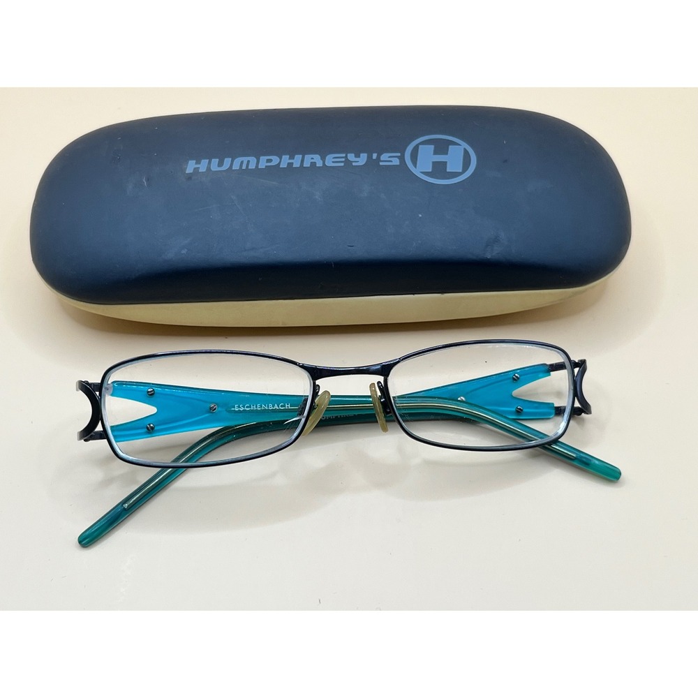 Humphreys Eschenbach 582092 Navy Blue Teal Rectangular Eyeglass Frames 135mm